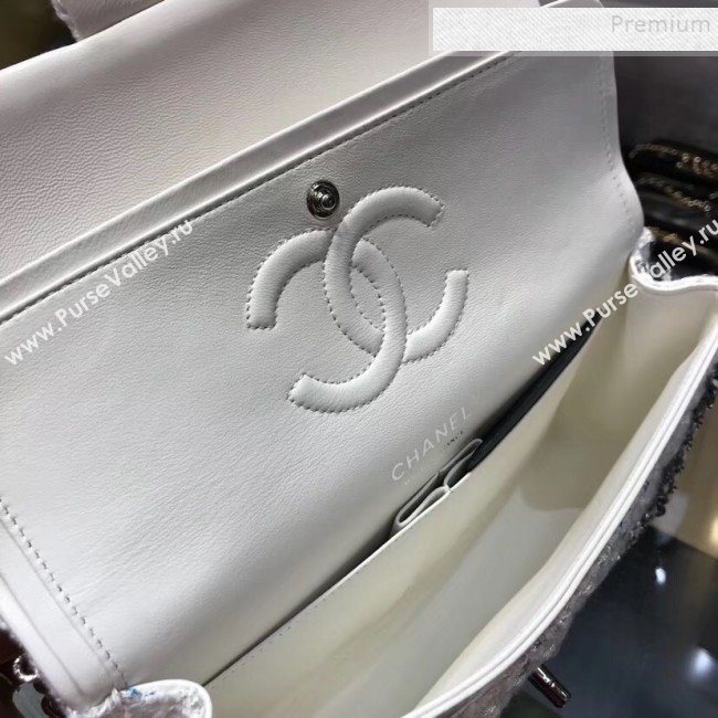 Chanel Tweed Chain Trim Medium Flap Bag White 2019 (YD-9092102)