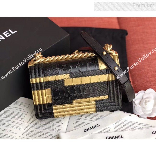 Chanel Calfskin Small Boy Flap Bag A67085 Gold/Black 2019 (JIYUAN-9092105)