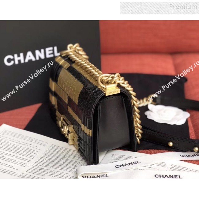 Chanel Calfskin Small Boy Flap Bag A67085 Gold/Black 2019 (JIYUAN-9092105)