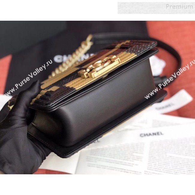 Chanel Calfskin Small Boy Flap Bag A67085 Gold/Black 2019 (JIYUAN-9092105)