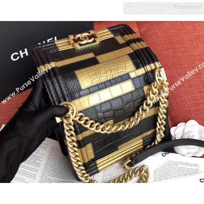 Chanel Calfskin Small Boy Flap Bag A67085 Gold/Black 2019 (JIYUAN-9092105)