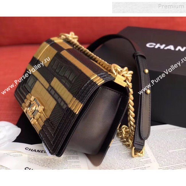 Chanel Calfskin Medium Boy Flap Bag A67085 Gold/Black 2019 (JIYUAN-9092106)