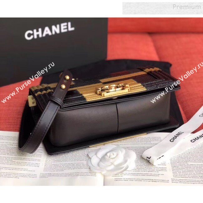 Chanel Calfskin Medium Boy Flap Bag A67085 Gold/Black 2019 (JIYUAN-9092106)