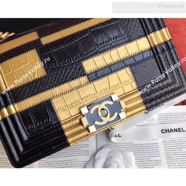 Chanel Calfskin Medium Boy Flap Bag A67085 Gold/Black 2019 (JIYUAN-9092106)