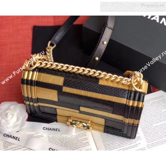 Chanel Calfskin Medium Boy Flap Bag A67085 Gold/Black 2019 (JIYUAN-9092106)