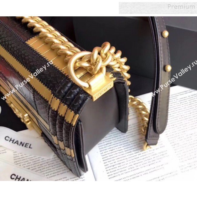 Chanel Calfskin Medium Boy Flap Bag A67085 Gold/Black 2019 (JIYUAN-9092106)