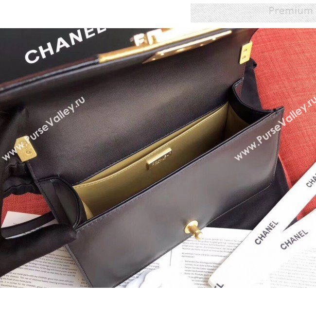 Chanel Calfskin Medium Boy Flap Bag A67085 Gold/Black 2019 (JIYUAN-9092106)