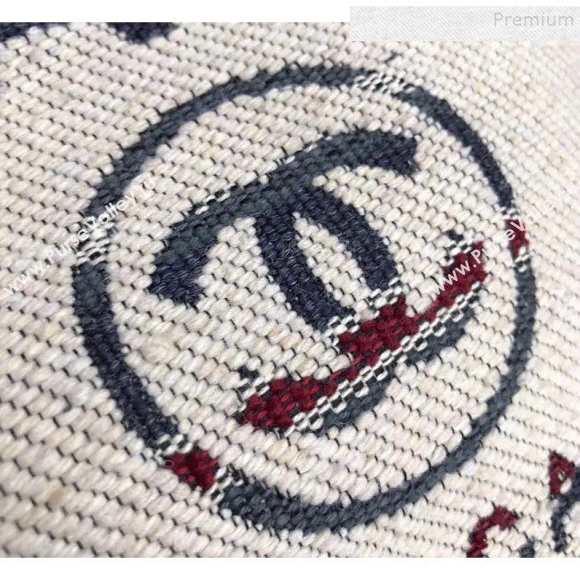 Chanel Fabric Logo Print Small Drawstring Bucket Bag Beige White 2019 (XING-9092108)