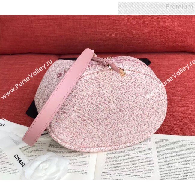 Chanel Fabric Logo Print Small Drawstring Bucket Bag Pink 2019 (XING-9092109)