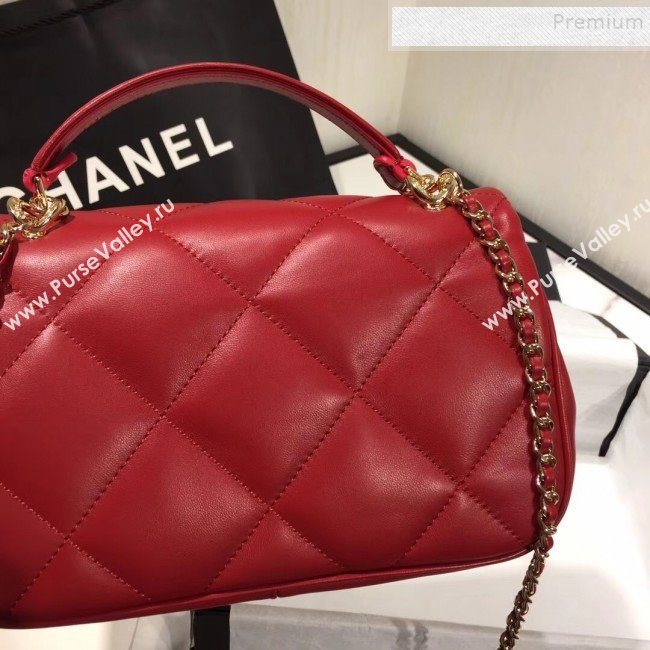 Chanel Quilted Lambskin Classic Small Flap Bag with Top Handle AS1114 Red 2019 (KAIS-9092506)
