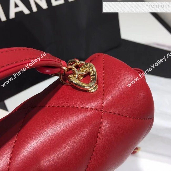 Chanel Quilted Lambskin Classic Small Flap Bag with Top Handle AS1114 Red 2019 (KAIS-9092506)
