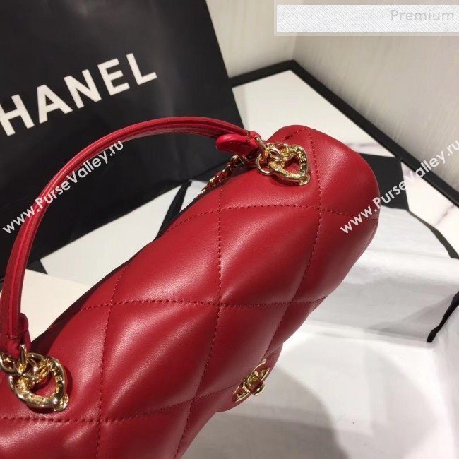 Chanel Quilted Lambskin Classic Small Flap Bag with Top Handle AS1114 Red 2019 (KAIS-9092506)