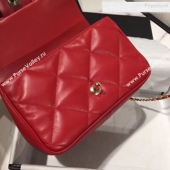 Chanel Quilted Lambskin Classic Small Flap Bag with Top Handle AS1114 Red 2019 (KAIS-9092506)
