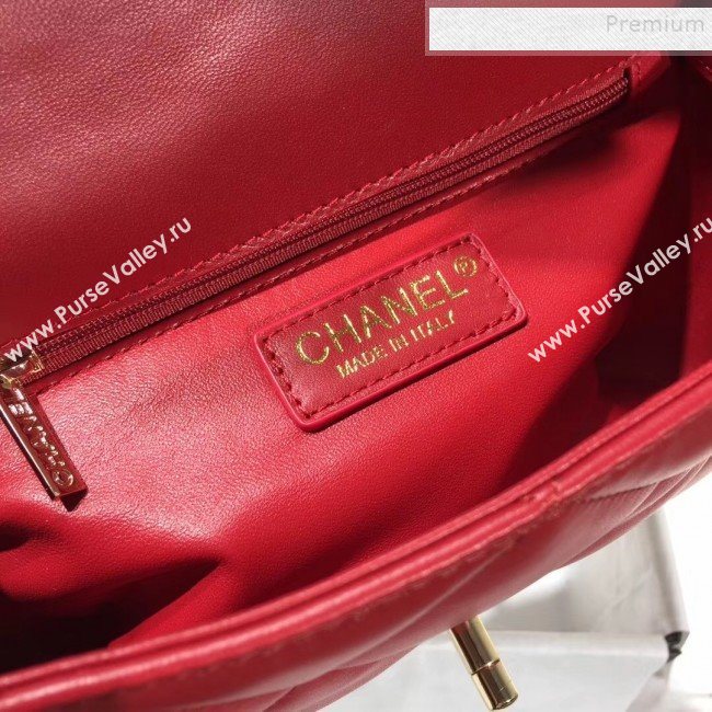 Chanel Quilted Lambskin Classic Small Flap Bag with Top Handle AS1114 Red 2019 (KAIS-9092506)