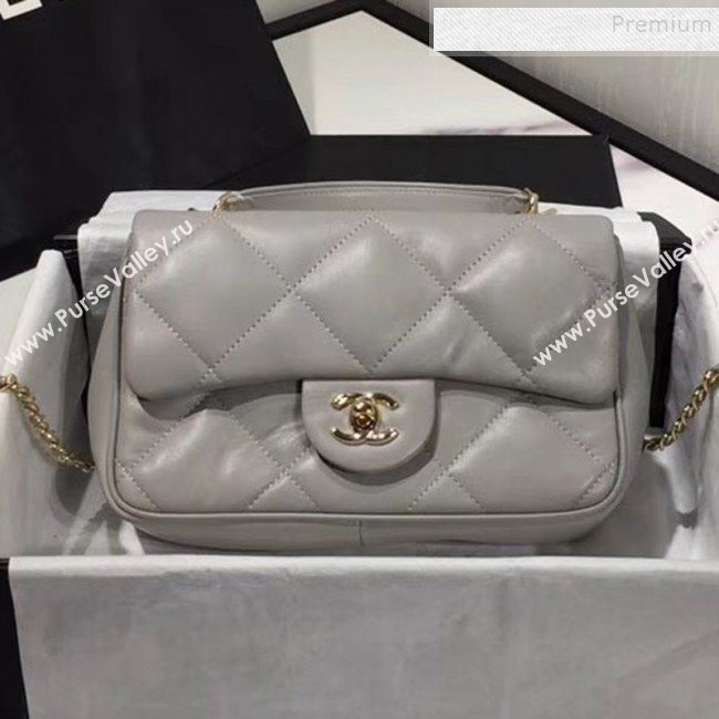 Chanel Quilted Lambskin Classic Small Flap Bag with Top Handle AS1114 Gray 2019 (KAIS-9092507)