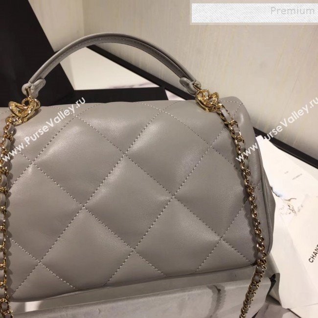 Chanel Quilted Lambskin Classic Small Flap Bag with Top Handle AS1114 Gray 2019 (KAIS-9092507)