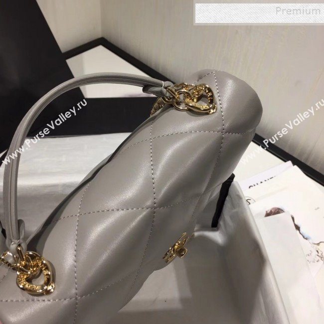 Chanel Quilted Lambskin Classic Small Flap Bag with Top Handle AS1114 Gray 2019 (KAIS-9092507)