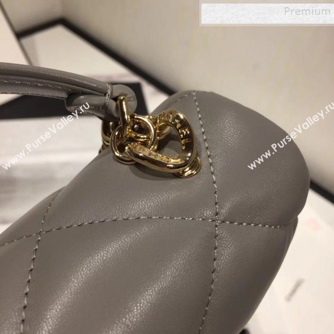 Chanel Quilted Lambskin Classic Small Flap Bag with Top Handle AS1114 Gray 2019 (KAIS-9092507)