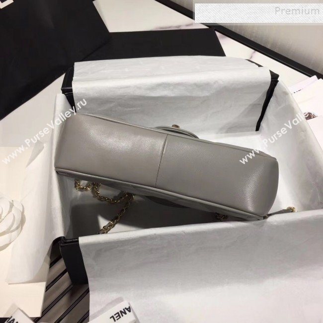Chanel Quilted Lambskin Classic Small Flap Bag with Top Handle AS1114 Gray 2019 (KAIS-9092507)