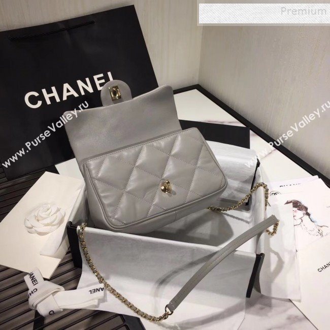 Chanel Quilted Lambskin Classic Small Flap Bag with Top Handle AS1114 Gray 2019 (KAIS-9092507)