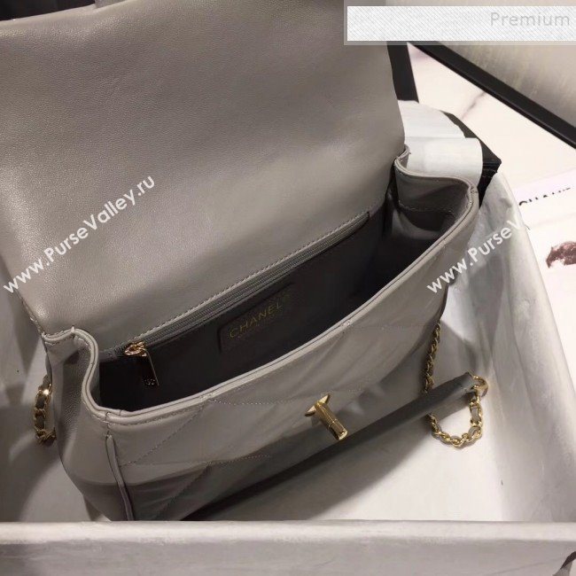 Chanel Quilted Lambskin Classic Small Flap Bag with Top Handle AS1114 Gray 2019 (KAIS-9092507)