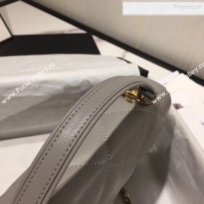Chanel Quilted Lambskin Classic Small Flap Bag with Top Handle AS1114 Gray 2019 (KAIS-9092507)