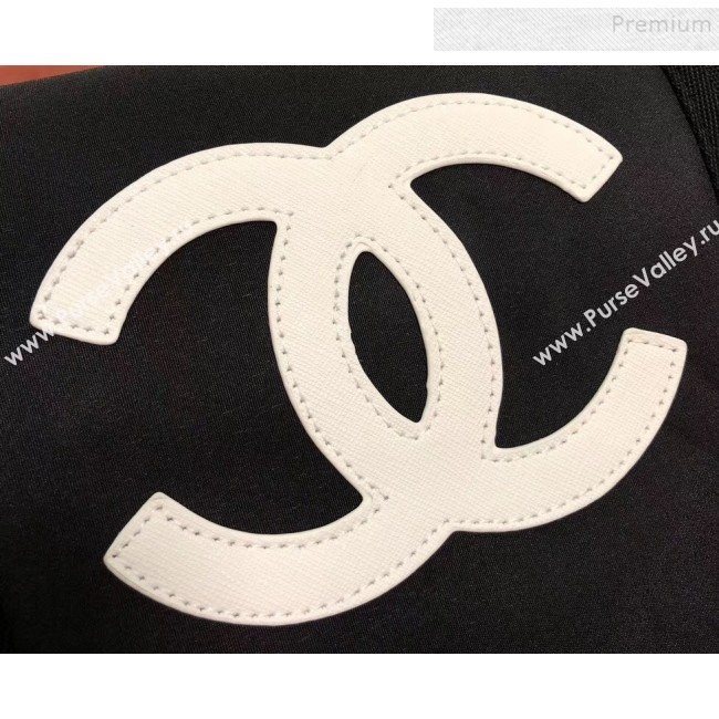 Chanel Fabric CC Carry-on Duffle Top Handle Bag Black/White 01 2019 (KAIS-9092511)