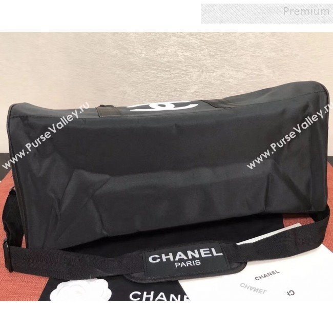 Chanel Fabric CC Carry-on Duffle Top Handle Bag Black/White 01 2019 (KAIS-9092511)