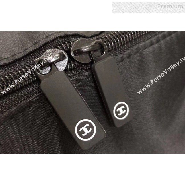 Chanel Fabric CC Carry-on Duffle Top Handle Bag Black/White 02 2019 (KAIS-9092512)