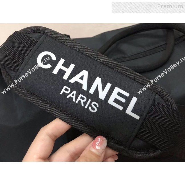 Chanel Fabric CC Carry-on Duffle Top Handle Bag Black/White 02 2019 (KAIS-9092512)