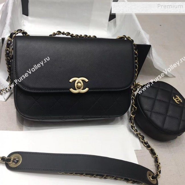 Chanel Calfskin Flap Bag and Coin Purse AS1094 02 Black 2019 (JIYUAN-9092516)