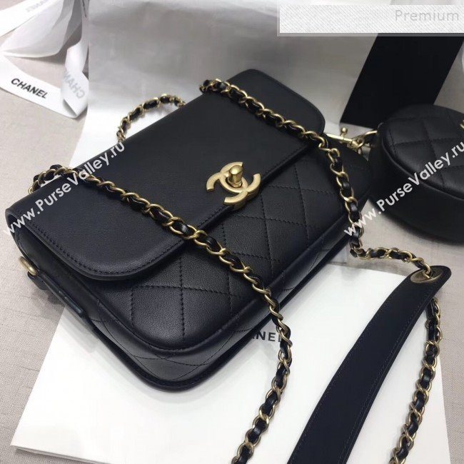 Chanel Calfskin Flap Bag and Coin Purse AS1094 02 Black 2019 (JIYUAN-9092516)