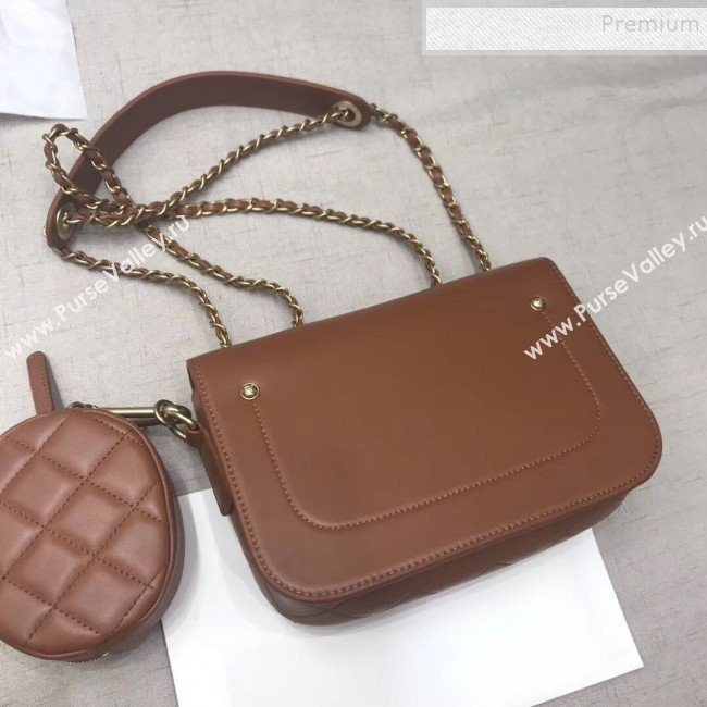 Chanel Calfskin Flap Bag and Coin Purse AS1094 02 Brown 2019 (JIYUAN-9092514)