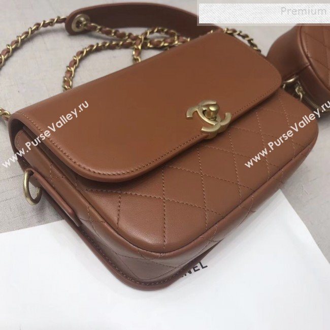 Chanel Calfskin Flap Bag and Coin Purse AS1094 02 Brown 2019 (JIYUAN-9092514)