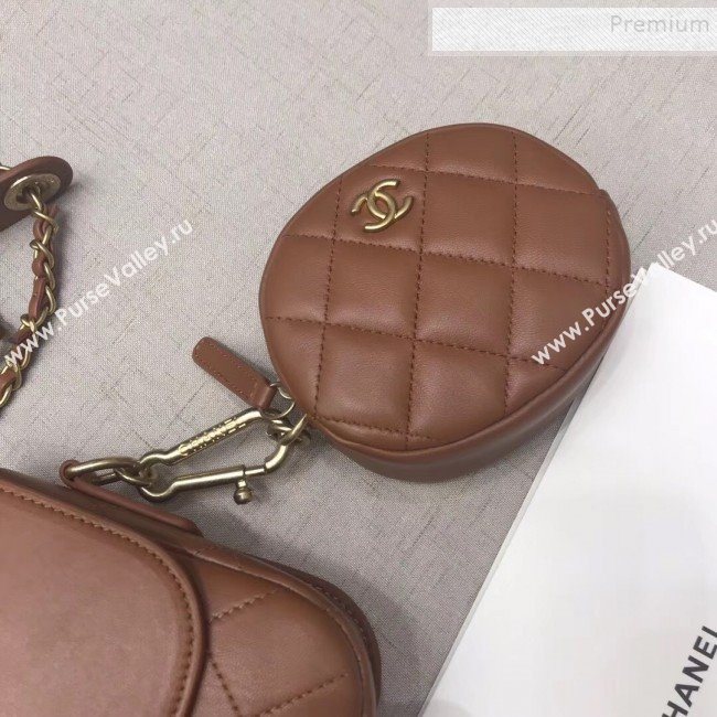 Chanel Calfskin Flap Bag and Coin Purse AS1094 02 Brown 2019 (JIYUAN-9092514)