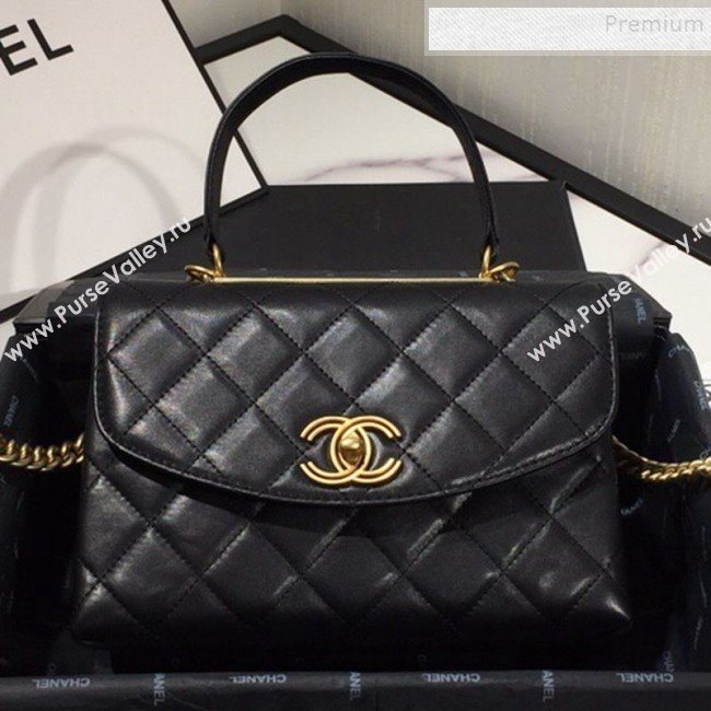 Chanel Quilted Lambskin Flap Bag with Top Handle AS1175 Black 2019 (FM-9092517)