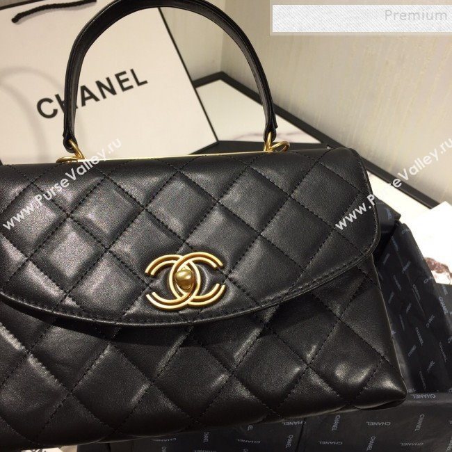 Chanel Quilted Lambskin Flap Bag with Top Handle AS1175 Black 2019 (FM-9092517)