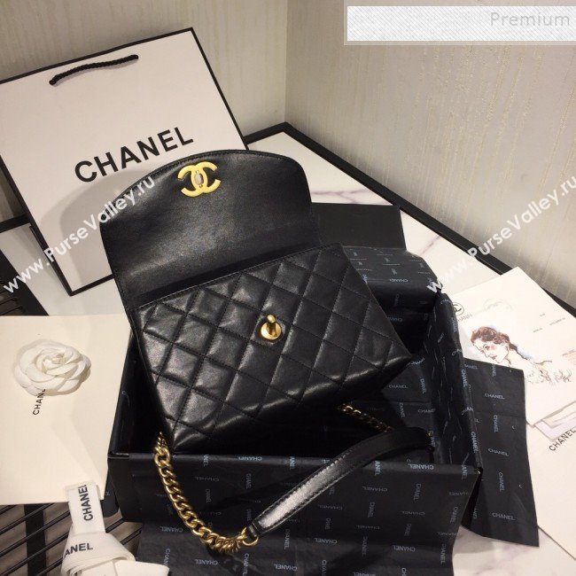Chanel Quilted Lambskin Flap Bag with Top Handle AS1175 Black 2019 (FM-9092517)