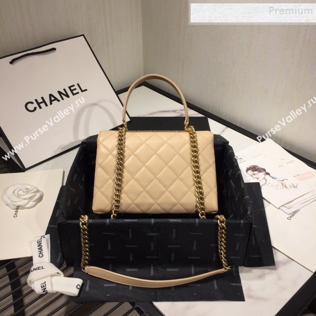 Chanel Quilted Lambskin Flap Bag with Top Handle AS1175 Apricot 2019 (FM-9092518)