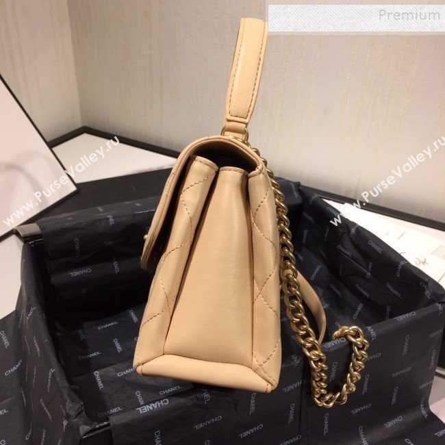 Chanel Quilted Lambskin Flap Bag with Top Handle AS1175 Apricot 2019 (FM-9092518)