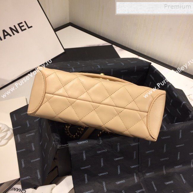 Chanel Quilted Lambskin Flap Bag with Top Handle AS1175 Apricot 2019 (FM-9092518)