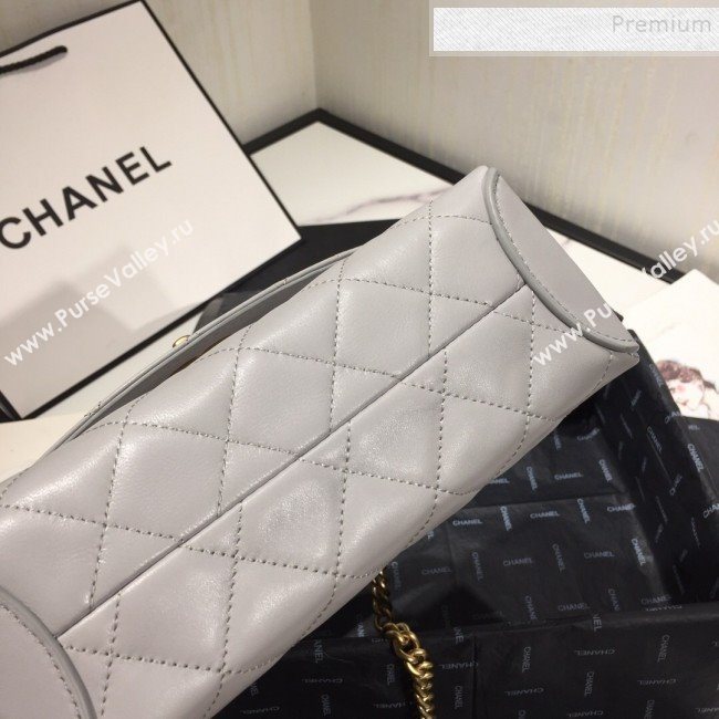 Chanel Quilted Lambskin Flap Bag with Top Handle AS1175 Gray 2019 (FM-9092519)