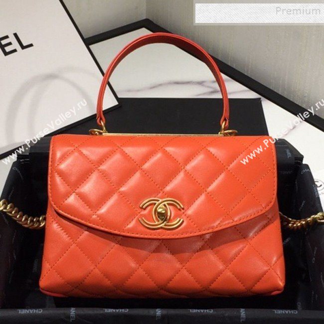 Chanel Quilted Lambskin Flap Bag with Top Handle AS1175 Red 2019 (FM-9092520)