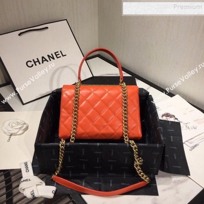 Chanel Quilted Lambskin Flap Bag with Top Handle AS1175 Red 2019 (FM-9092520)