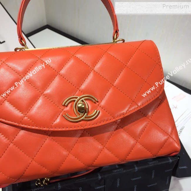 Chanel Quilted Lambskin Flap Bag with Top Handle AS1175 Red 2019 (FM-9092520)