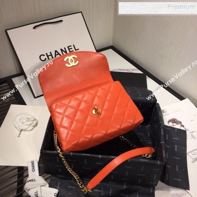 Chanel Quilted Lambskin Flap Bag with Top Handle AS1175 Red 2019 (FM-9092520)