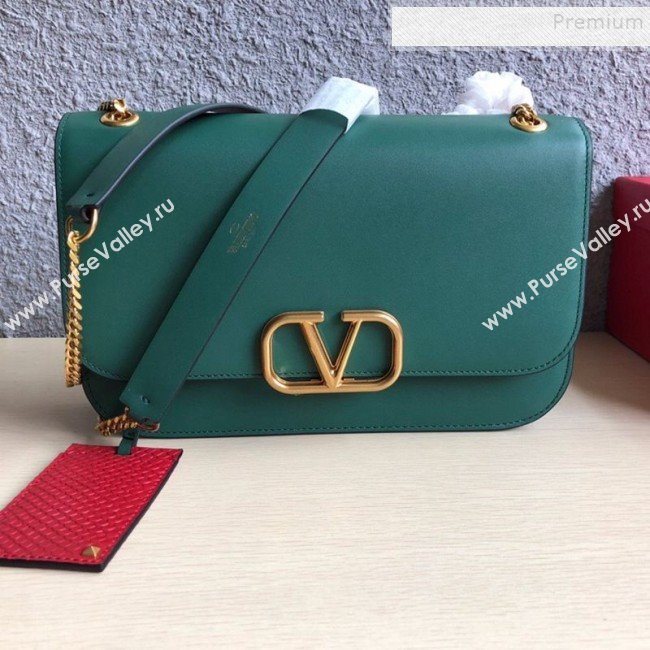 Valentino Large VLock Calfskin Shoulder Bag Green 2019 (JIND-9092613)