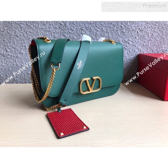 Valentino Large VLock Calfskin Shoulder Bag Green 2019 (JIND-9092613)