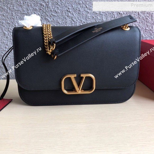 Valentino Large VLock Calfskin Shoulder Bag Black 2019 (JIND-9092616)