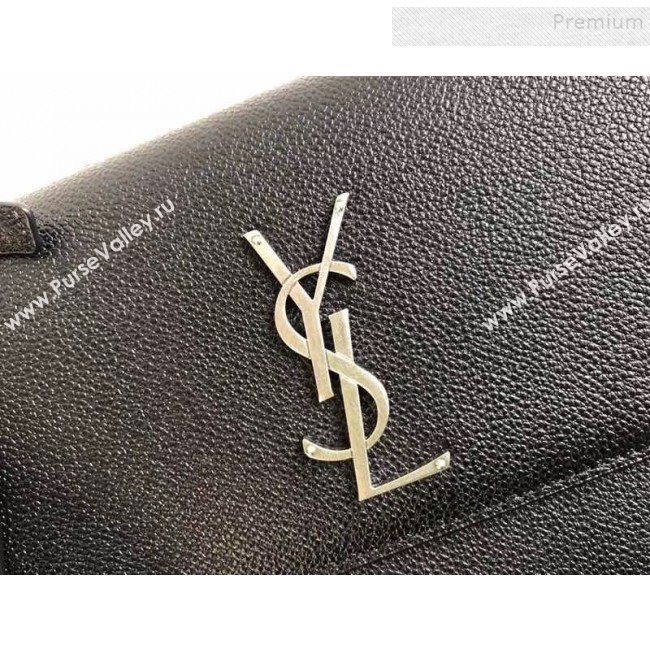 Saint Laurent Sunset Medium Fabric Shoulder Bag in Grained Leather Black 442906 2019 (KTSD-9092623)